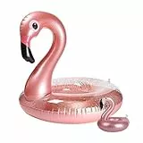 BeYumi 2 confezioni da 2 fenicotteri giganti gonfiabili per piscina in vinile con luccichi tubo per feste all'aperto zattera gonfiabile con fenicottero e porta bibite per adulti e bambini