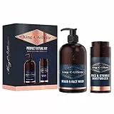 King C. Gillette Kit CREMA IDRATANTE VISO E BARBA, DETERGENTE VISO UOMO, Ideale per la Cura della Barba, Confezione Idea Regalo, Set Barba Uomo Professionale