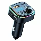 Trasmettitore FM Bluetooth per Auto, Adattatore Car Bluetooth Transmitter MP3 Radio Stereo, Chiamata Vivavoce con Microfono, Porte USB-C e USB Doppie (5V/2.4A & 1A), per 12V/24V accendisigari