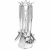 Russell Hobbs RH00123EU - Set di 6 utensili da cucina e supporto con mestolo, servispaghetti, schiumarola, cucchiaio, spatola forata, schiacciapatate; facile pulizia, finitura specchio, acciaio inox