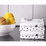 Penguin Home 3513 Set di 4 Strofinacci in Spugna, Motivo Galline Bianco/Nero, 100% Cotone, Super Morbido, Durevole e Assorbente, Asciugatura Rapida, 45 x 70 cm, Bianco/Nero.