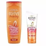 set L'Oréal Paris Elvive DREAM LONG shampoo ripara lunghezze 250ml - Rapid Reviver Balsamo Intensivo Istantaneo Dream Long, per Capelli Lunghi e Danneggiati, 180ml