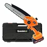 Grenintol Mini Motosega a Batteria 8 Pollici, 3.0Ah, con 2 Batterie, 24V, per potatura, Oliatore Automatico, Adatta per Taglio Legno Alberi e Rami
