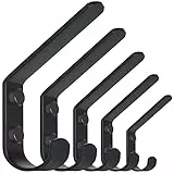 WEBI Ganci Appendiabiti da Parete,Grande Ganci Appendi Cappotto,Appendino da Muro,Gancio Appendiabiti,Appendini da Muro Ganci da Muro Appendere Cappotti,Giacche,Cappelli,Nero,5 Pezzi