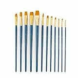 Royal and Langnickel RSET-9313 - Set di 12 pennelli in Taklon con manico lungo, misura media, colore: Oro