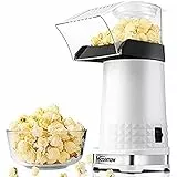 Nictemaw Macchina per popcorn Bianco, Macchina Popcorn Compatta da 1200 W Senza Grassi e Senza Olio, Snack Salutare per la casa