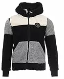 Napapijri Giacca in pile da uomo con cerniera, bianco/nero/grigio., M