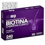 Cherabiotin, integratori a base di Biotina, Cheratina e Zinco. Vitamine per unghie e pelle. crescita capelli e anticaduta donna. 240 micro compresse, 8 MESI DI FORNITURA
