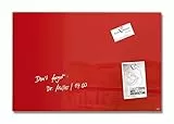 SIGEL GL122 Lavagna magnetica in vetro premium, superficie lucida, 60 x 40 cm, montaggio facile, rosso, Artverum