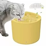 Faveetie Distributore d'Acqua per Gatti, Fontanella per Gatti da 2.5L, Dispenser per Gatti con Filtri, Contenitore Acqua per Animali Domestici, Fontana Automatica con Luci LED Indicatore, Giallo