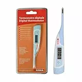 Gima - Termometro Digitale Istantaneo, 8 Secondi, °C/°F, per Adulti e Bambini, Punta Flessibile, Impermeabile, con Ampio Display LCD, Allarme Febbre e Scatola Appendibile.