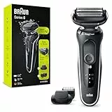 Braun Serie 5 Rasoio Elettrico Barba Accessorio Regolabarba Incluso, Con Lame Flessibili, Tecnologia AutoSense E EasyClean, Wet&Dry, Ricaricabile, Idea Regalo, 51-W1500s Bianco