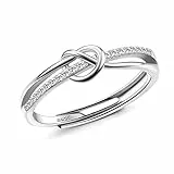 Milacolato Anelli Donna Argento 925 Ragazza Cubic Zirconia Aperto Regolabile Promessa Anello Amore Nodo Anelli Fidanzamento Anniversario Fede Nuziale Anelli Gioielli Regalo