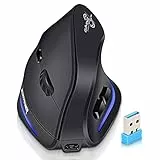 ECHTPower Mouse Portatile, Mouse Verticale, Mouse Wireless, Design Ergonomico, DPI Regolabili, 6 Pulsanti - Protegge Il Braccio Nero