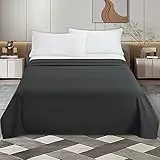 Keowin Lenzuolo basic 140 x 200 cm, con angoli elasticizzati, per la casa, senza elastico, morbido e facile da pulire, in microfibra, 150 x 250 cm, classico, lenzuolo, panno di lino, colore grigio