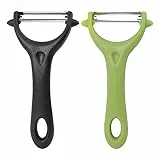 Redamancy Pela Verdure, 2 pezzi Pelapatate Professionale, Manico Antiscivolo, Affilate in Acciaio Inossidabile per Verdura Carota Frutta (Negro, Verde)