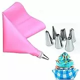 AukCherie - Set di 8 beccucci per Pasticceria, in Acciaio Inossidabile, 6 beccucci, 1 Tasca da Pasticceria, 1 accoppiatore, Kit Fai da Te per Decorazione di Torte (Pink 1)