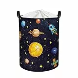 Clastyle 45L Cesta Porta Biancheria Ragazzi Universo Pianeta Cestino Portaoggetti Nero Giocattoli Impermeabile per la Cameretta dei Bambini, 36x45 cm