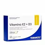YAMAMOTO RESEARCH, Vitamina K2 e D3 MenaQ7 60 Compresse, Integratore Alimentare con Vitamine ad Alto Dosaggio, Stimolano l'Assorbimento di Calcio e Fosforo, Vegano, Senza Glutine e Senza Lattosio