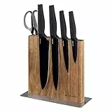 Navaris Porta Coltelli da Cucina - Ceppo Portacoltelli Doppio Lato Magnetico - Tavoletta con Calamita Magnetica Rivestita in Legno Marrone di Acacia