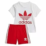 adidas ED7667 Short Tee Set Pantaloncini Unisex - Bambini White/Scarle 6-9M
