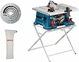 Bosch Professional Banco sega GTS 635-216 (banco sega GTA 560 Professional, 1 lama per sega circolare Optiline Wood, sacco raccoglipolvere, scatola di cartone) - Amazon Exclusive Set, Blu