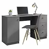 Madesa Scrivania Moderna per Ufficio e Studio con cassetti e porta, Postazione di Lavoro, 136 x 45 x 77 cm, in legno - Grigio