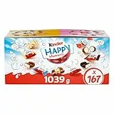 Kinder Happy Moments - 167 Cioccolatini Assortiti Kinder, Mix di Snack Dolci in Formato Mini, Ideali da Condividere a Feste e Compleanni, Maxi Confezione da 1039 gr