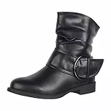 Elara Stivaletti Donna Foderato Fibbia Stivali Chunkyrayan Nero B9815-KB Black-42