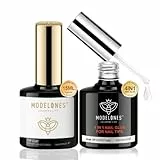 Modelones Top Coat e Colla per Unghie Finte 6 in 1, Top Coat Semipermanente, Colla Americana per Unghie a Base Gommosa, Top Coat Gel Uv Manicure Costume DIY Nail Art Polimerizzato in Lampada UV,15ml