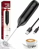 Homradise Montalatte Elettrico Cappuccino, Elettrico USB Ricaricabile Schiumatore Latte Montalatte Potente Montalatte 15000 RPM Montalatte per Latte, Cappuccino, Cioccolata Calda, Nero