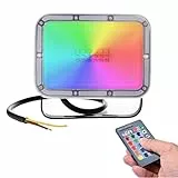 10W Faretto LED da Esterno RGB con Telecomando,16 Colori e 4 Modalità, Illuminazione del paesaggio con Funzione di Memoria 800lm IP66 Impermeabile Proiettore LED per Giardino palcoscenico Festa