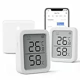 SwitchBot WiFi Termometro igrometro 2 pezzi e hub mini, sensore di umidità digitale Bluetooth con allarme intelligente e archiviazione dati, schermo LCD termoigrometro digitale