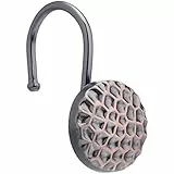 Amazon Basics - Ganci per tenda da doccia, a cerchio, con dettagli in bassorilievo, in bronzo lucidato ad olio, 12 Unità