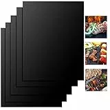 Set di 5 tappetini per barbecue, 50 x 40 cm, 100% antiaderenti, riutilizzabili, senza PFOA, per barbecue a gas, carbonella e forno