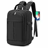 BAGZY Zaino Porta PC 15.6 con Porta USB, Bagaglio a Mano 40x20x25 Ryanair, Uomo, Oxford, Scuola, Lavoro (Nero)