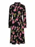 PIECES Pcbine Hember LS Shirt Dress BC Vestito, Nero/AOP: Big Flower, L Donna