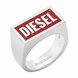 Diesel Anello Per Uomo Anello, Lunghezza: 20 mm, Larghezza: 20,6 mm, Altezza: 11,4 mm Anello In Acciaio Inox Argento, DX1366040