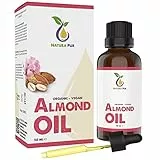 Olio di mandorle bio dolce 50 ml – 100% vergine, spremuto a freddo, vegano, anti-invecchiamento per viso, antirughe, corpo, capelli, pelle, mani, unghie, olio di base naturale
