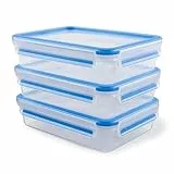 Emsa, Set Contenitori Salvafreschezza Clip&Close 3x1.2Litri, Contenitori Ermetici per Alimenti, Contenitori Plastica Rettangolari con Chiusura Ermetica e Coperchio, Contenitori Pratici e Trasparenti