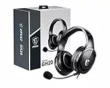 MSI Immerse GH20 Cuffie da gioco cablate, design leggero e regolabile, controlli in linea, padiglioni auricolari adatti agli occhiali, jack audio da 3,5 mm, PC/Mac/PS4/Xbox, nero, grandi