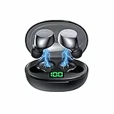 Cuffie Bluetooth 5.3 Stereo HiFi con HD Microfono, 40 Ore di Riproduzione Auricolari Wireless In Ear con Display LED, IP7 Impermeabile Cuffiette Controllo Touch