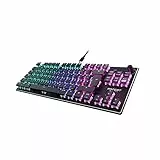 Roccat Vulcan TKL - Tastiera da gioco meccanica compatta RGB, illuminazione a tasto singolo AIMO LED, interruttori lineari Titan, superficie in alluminio, rotella multimediale, QWERTZ