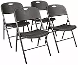 Amazon Basics - Sedia pieghevole di plastica, capacità di carico di 157,5 kg, set di 4, nero