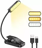 Luce per Lettura Libri a Letto, 10 LED 3 Colore Dimmerabile Luce da Lettura per Libro, USB Ricaricabile Lampada da Lettura con Pinza, Luce Lettura Libro Notturna per Laptop PC Tastiera Viaggio Kindle