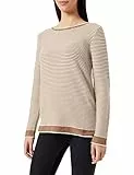 TOM TAILOR Le signore Maglione lavorato a maglia con cotone biologico 1016350, 28845 - Offwhite Brown Ottoman Stripe, S