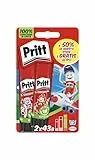 Pritt Colla Stick 2 x 43g, colla per bambini sicura e affidabile, colla Pritt per lavoretti e fai da te, con una tenuta forte per uso scuola e ufficio, 2 stick x 43g
