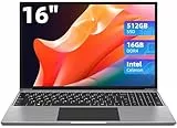 jumper Computer Portatile, 16 Pollici FHD PC Portatile, 16GB RAM 512GB SSD, Celeron Notebook, Fino a 2,9 GHz, 1920 * 1200 IPS, 2.4G+5G WiFi, Bluetooth4.0, USB 3.0×2, Grigio, 2023
