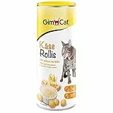 GimCat Rollis al formaggio, Snack per gatti senza cereali e ricco di vitamine, con formaggio a pasta dura genuino, 1 barattolo, 1 x 425 g