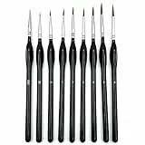 Pennelli miniature Set Pennelli per miniature Pennelli per dipingere professionali Pennelli modellismo miniature - per dipinti di dettaglio, nail art, acquerelli e dipinti a olio（9 Pezzi）